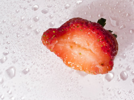 bitten strawberryの写真素材