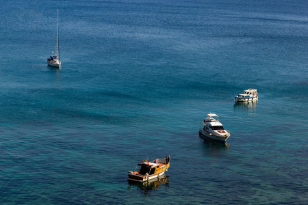 Yachts in a blue sea.のeditorial素材