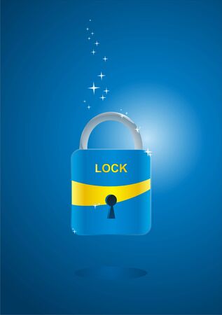 closed padlock on a blue bright backgroundのイラスト素材