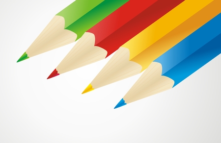 Four colored pencils on a white backgroundのイラスト素材