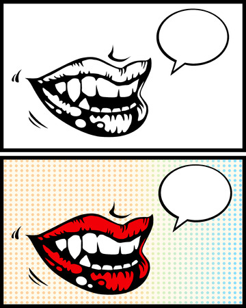 Female vampire lips with bright red lipstickのイラスト素材