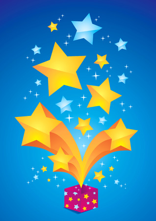 Open box with orange and blue starsのイラスト素材