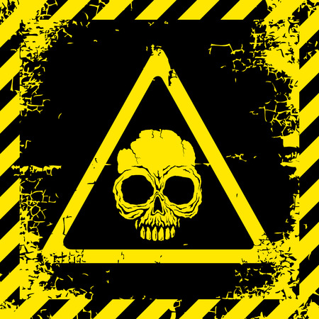 Warning sign with a skull about the dangersのイラスト素材