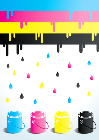 Four cans of paint in four colorsのイラスト素材