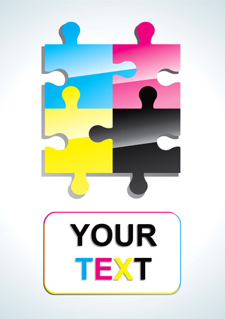 Colorful CMYK puzzle of the four elementsのイラスト素材