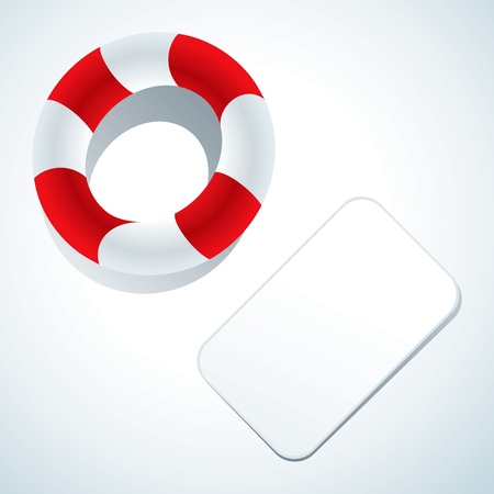 Illustration of a lifebuoy and business cardのイラスト素材