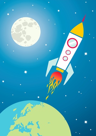 Illustration of a spacecraft in spaceのイラスト素材