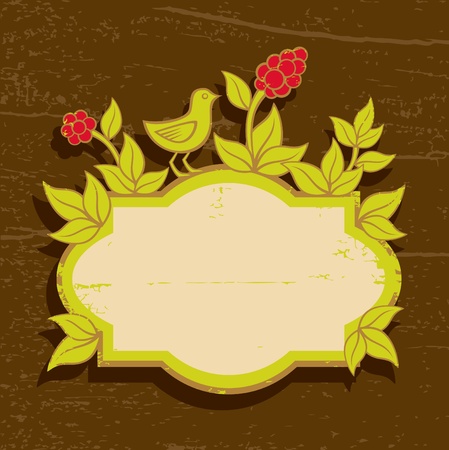 Illustration of birds and plants with berriesのイラスト素材