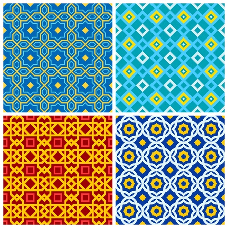 Four bright, colorful seamless geometric patternsのイラスト素材