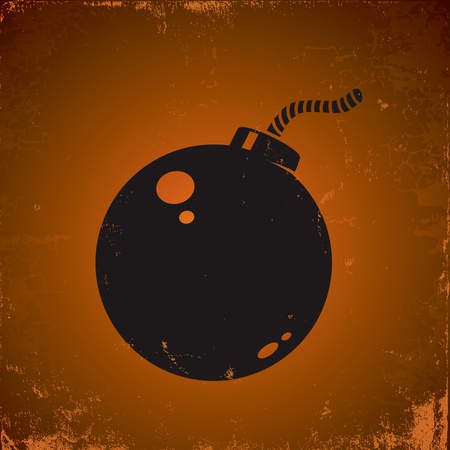 Illustration of grunge style bomb on the dark backgroundのイラスト素材