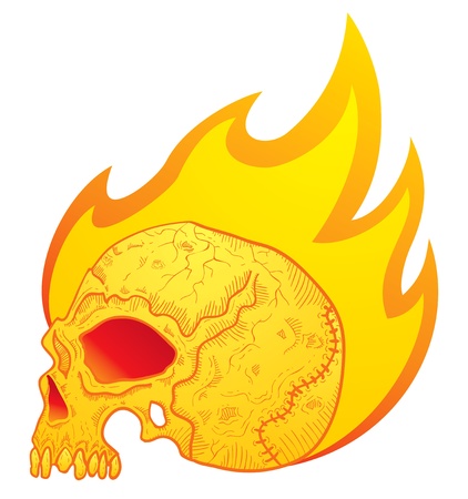 Illustration of the skull in flamesのイラスト素材