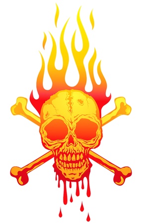 Illustration of the skull in flamesのイラスト素材
