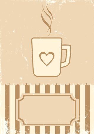 Retro illustration of a cup of coffeeのイラスト素材