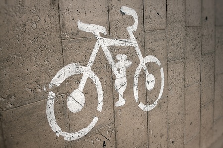 Images of the bike on cycle pathsの写真素材