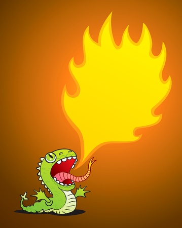 Illustration of a small dragon spewing flamesのイラスト素材