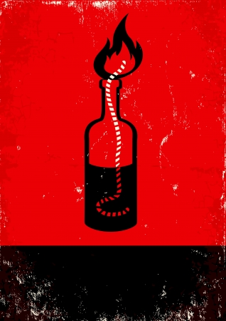 Red and black poster with Molotov cocktailのイラスト素材