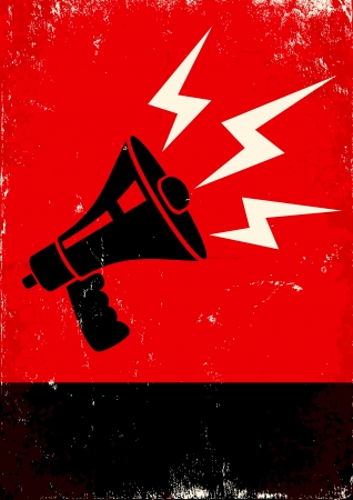 Red and black poster with megaphone and lightningのイラスト素材
