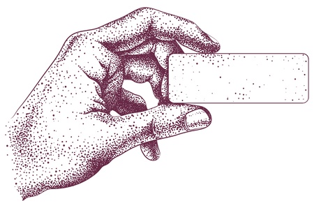 Engraving hand holding a business cardのイラスト素材