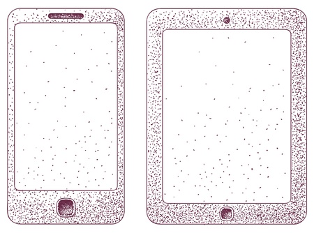 Illustration of phone and tablet in vintage styleのイラスト素材