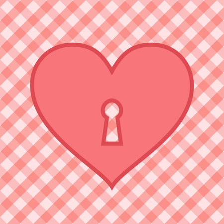 Retro illustration of the heart in tartan backgroundのイラスト素材