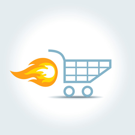 Illustration of a shopping cart with flameのイラスト素材