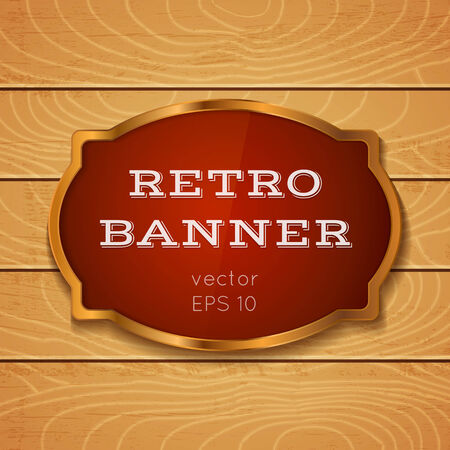 Illustration of a banner on wooden backgroundのイラスト素材