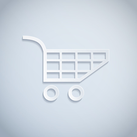illustratiion of a white paper shopping cartのイラスト素材