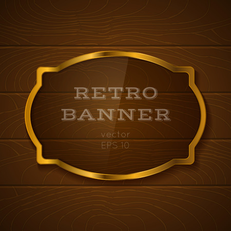 Illustration of a glass banner on wooden backgroundのイラスト素材