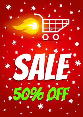 Illustration of a shopping cart and fireのイラスト素材