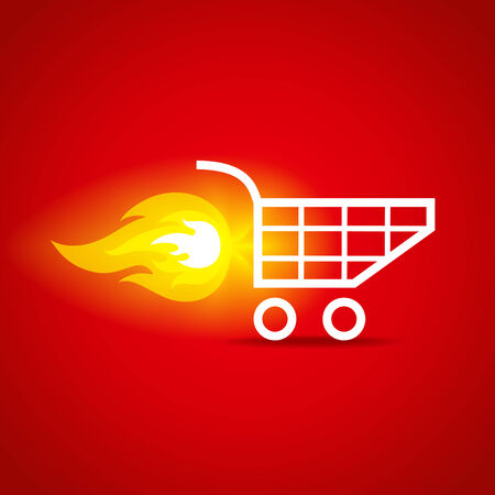 illustration of a shopping cart with flameのイラスト素材
