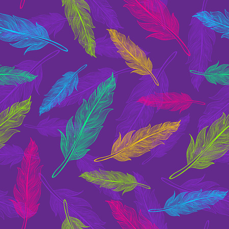 Seamless color feathers patternのイラスト素材