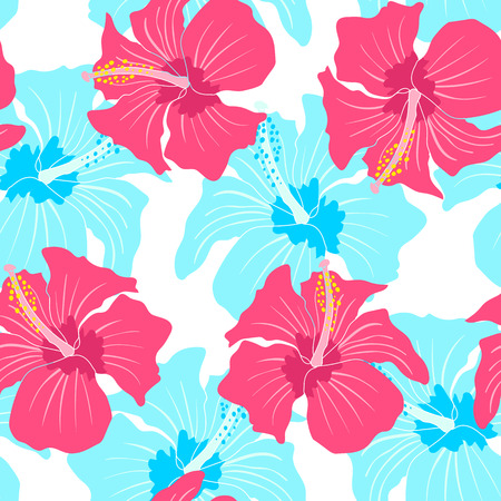 Vector seamless pattern with hibiscusのイラスト素材