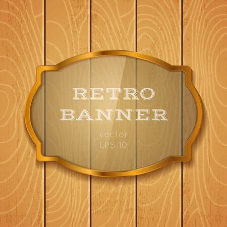Illustration of a glass banner on wooden backgroundのイラスト素材