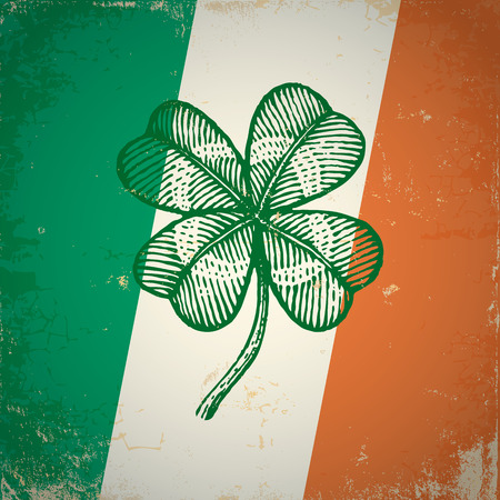 Retro clover on Irish flag for Patrick dayのイラスト素材