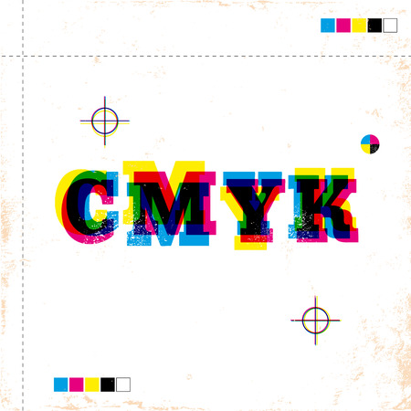 Illustration of a retro poster with CMYKのイラスト素材