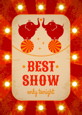 Retro circus poster with elephantsのイラスト素材