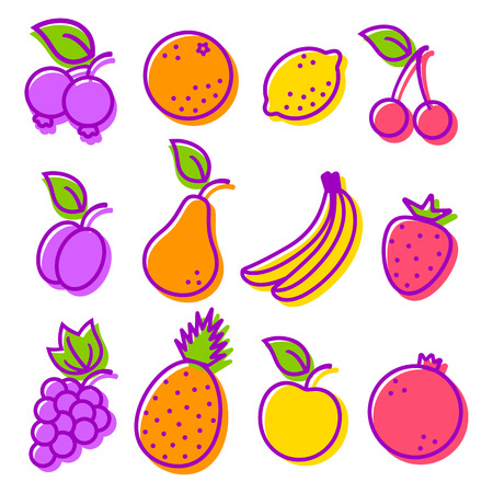 Vector set flat icons of a fruitsのイラスト素材