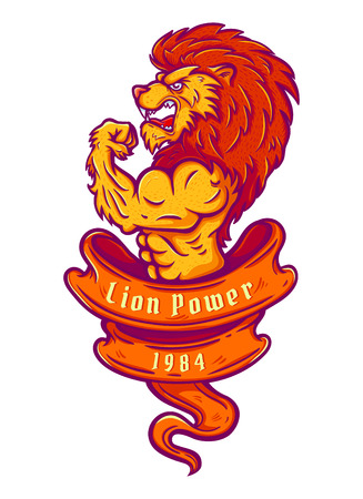 Illustration of a lion bodybuilderのイラスト素材