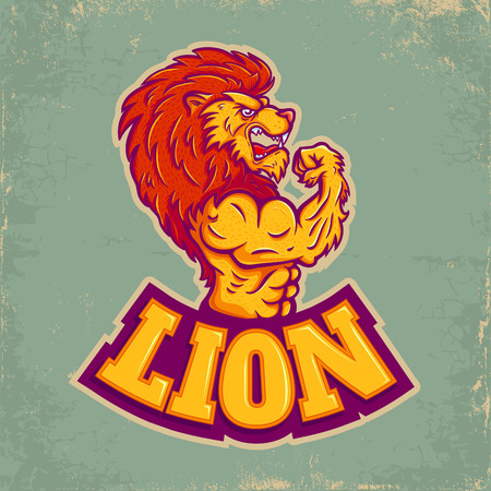 Logo with a  lion bodybuilderのイラスト素材