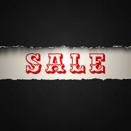 poster with sale on torn paperのイラスト素材