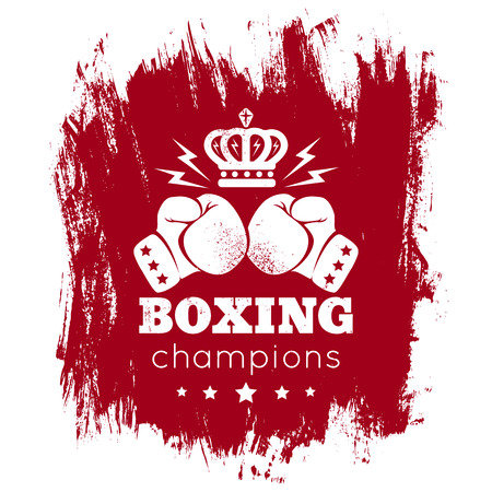 Vintage logo for boxing with gloves and crownのイラスト素材