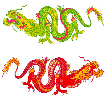 Vector illustration of two chinese dragonsのイラスト素材