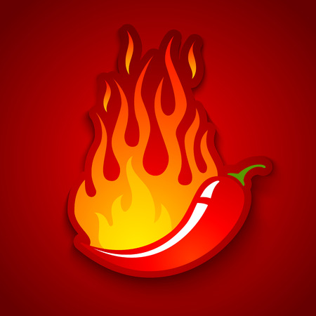 Vector illustration of a chili pepper in fireのイラスト素材