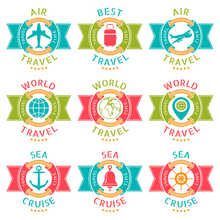 Vector set logos for a travel and cruiseのイラスト素材