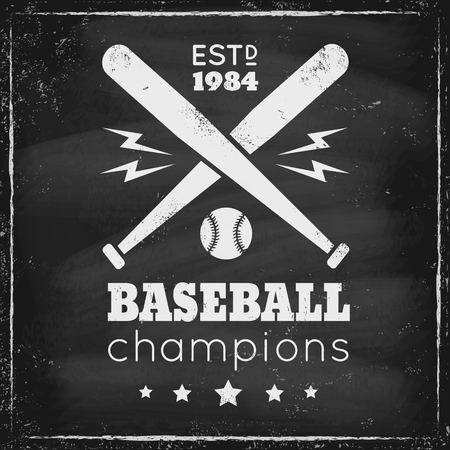 Vintage logo for baseball on black chalkboardのイラスト素材