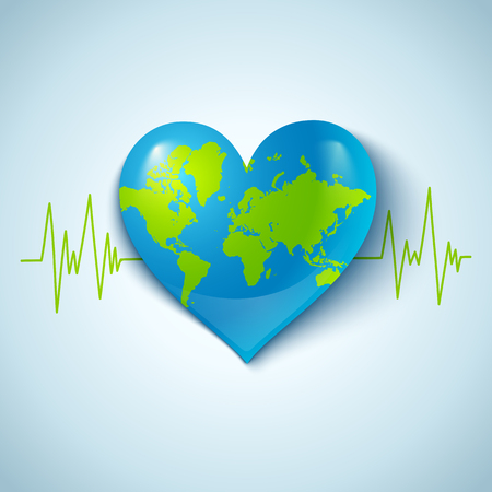 Vector illustration of the Earth in the form of heartのイラスト素材