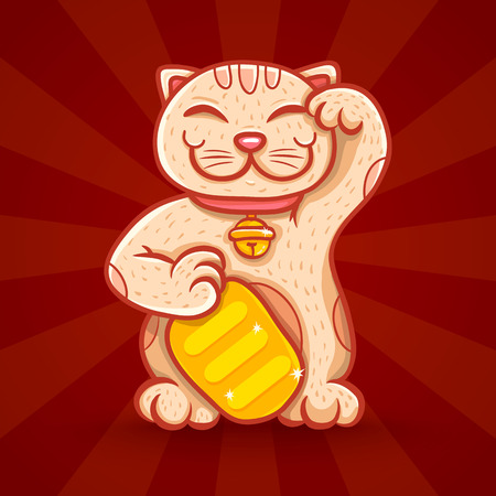 Vector illustration of traditional asian lucky cat. Nekoのイラスト素材