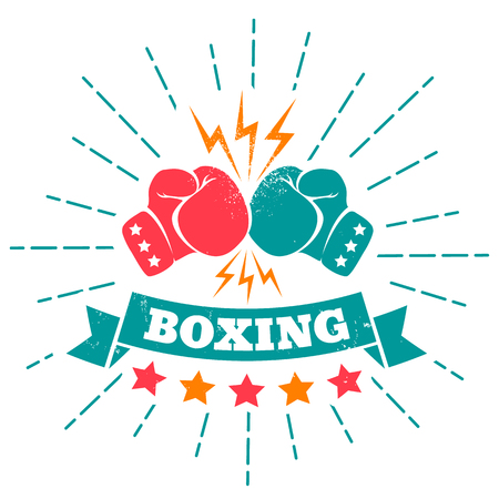 Vector vintage logo for boxing with glovesのイラスト素材