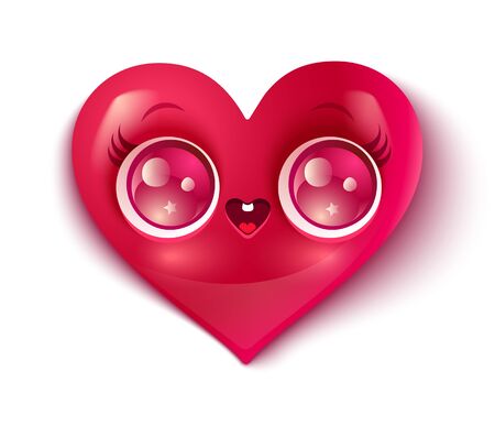 Vector cartoon of a cute heart in kawaii style.のイラスト素材