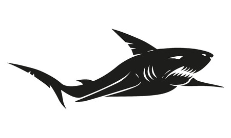 Vector vintage illustration of a black shark.のイラスト素材